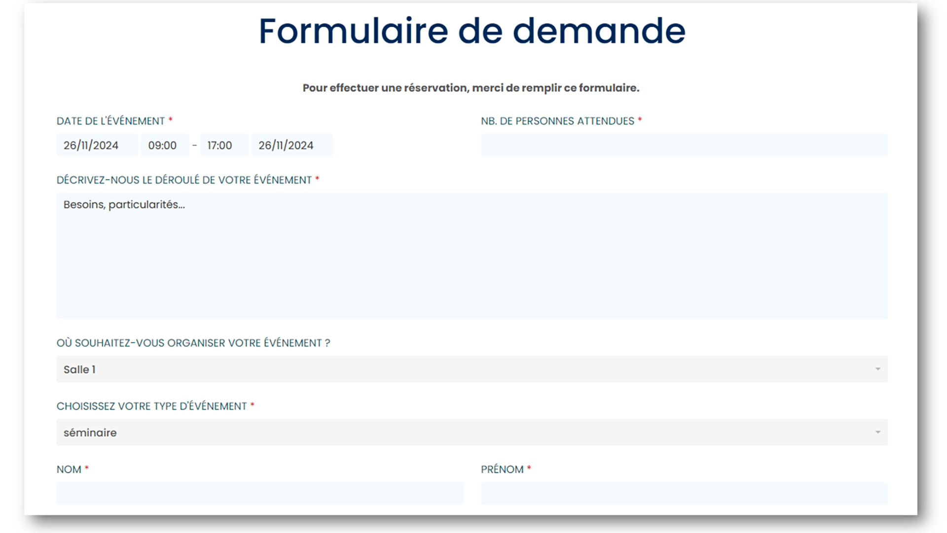 formulaire site web